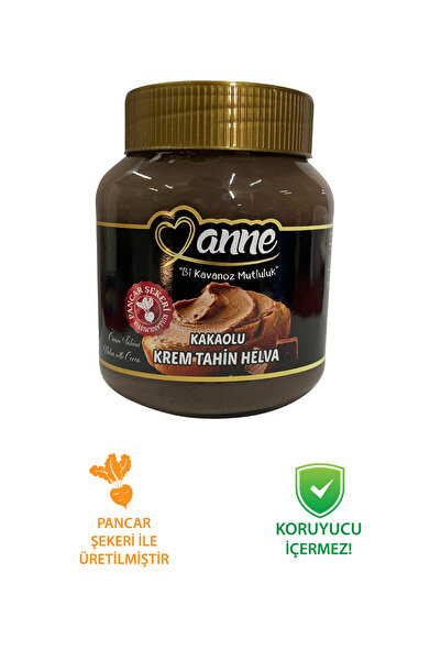 Anne Kakaolu Krem Tahin Helva 350g (PANCAR ŞEKERİ İLE ÜRETİLMİŞTİR, KORUYUCU ...