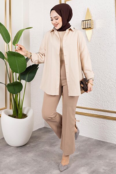 Tesettür Diyarı Kadın Likralı Krep Kumaş İspanyol Paça Pantolon