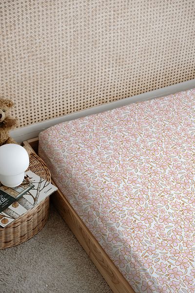 Tuğba Kuğu Printed Flat Sheet - Iconic Series - Pink Flowers