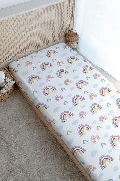Tuğba Kuğu Pink Rainbow Printed Flat Sheet - for Baby Series