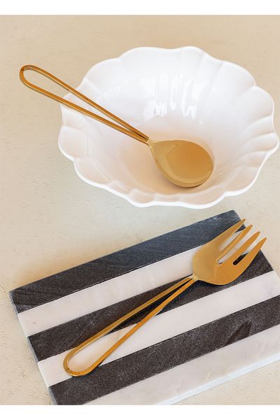 The Mia Stillo Gold 2 Piece Salad Serving Set Ckb185