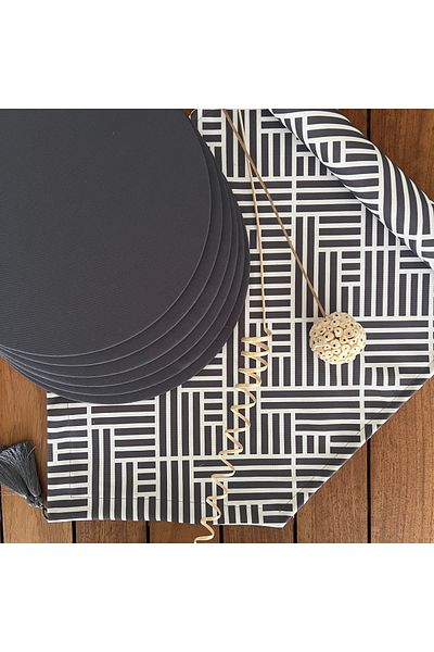 desen izmir New Season Anthracite Color Plate and Runner Cover Classic Set of 6 - American Service