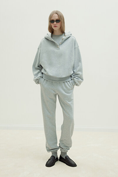 Suud Collection Gray Gala Buttoned Oversize Sweat