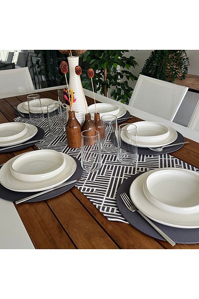 desen izmir New Season Anthracite Color Plate and Runner Cover Classic Set of 6 - American Service