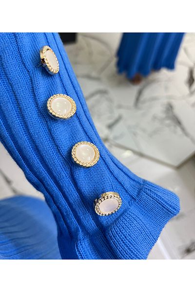 ABBA Rochie de tendință din tricotaje cu nervuri albastre