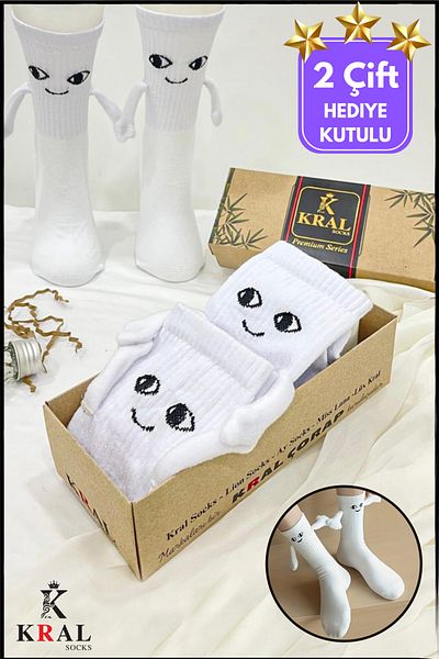 KRAL SOCKS Men's Lover Magnetic Women's Socks - Holding Hands (2 Pairs) Gift Box