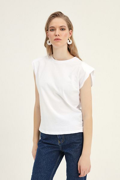 Quzu Tricou de bază alb - căptușit și fără mâneci