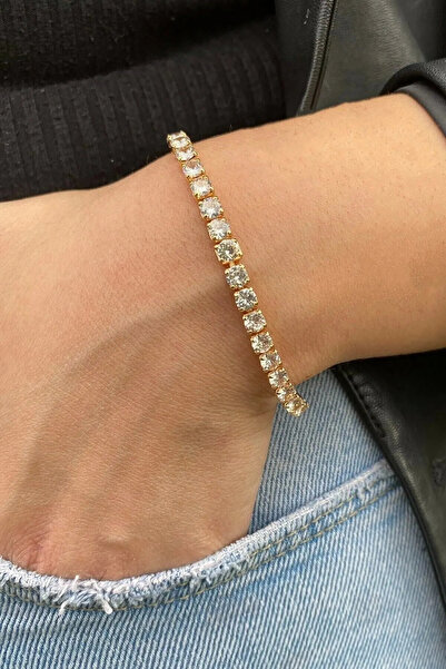 RF Jewelry Altın Kaplama Pırlanta Montür Ithal Su Yolu Bileklik 4mm