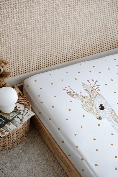 Tuğba Kuğu Iconic Series Printed Flat Sheet - Flower Horned Deer