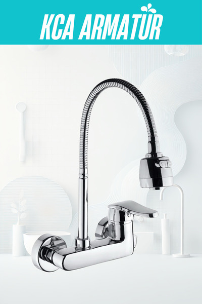 KCA ARMATÜR Duvardan Oynar Borulu 2 Fonksiyon Başlık Mutfak Musluğu Bataryası...