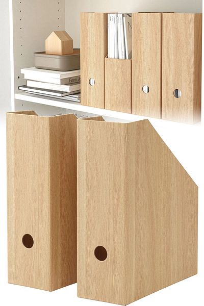Binbirreyon File Folder Magazine File 2 Units Wood Look 25X30Cm Oak Df038