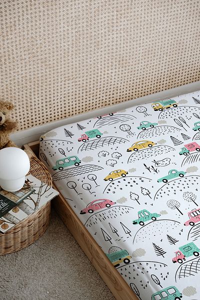 Tuğba Kuğu Iconic Series Printed Flat Sheet - Cars