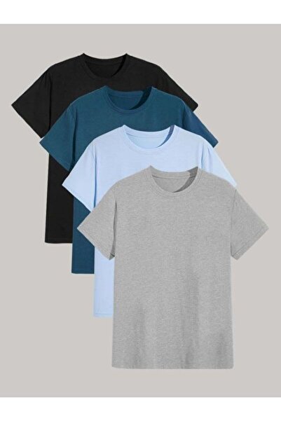 NO 601 Unisex Basic Απλό Μπλουζάκι 4 τεμαχίων Oversize Πολλαπλών Συνδυασμών