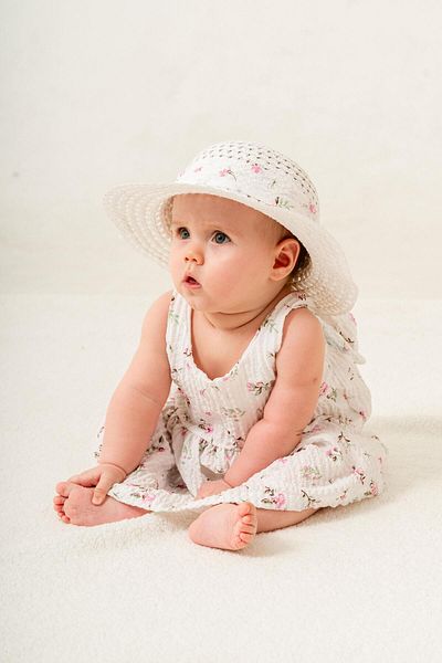 Chicsy Baby Sweet Floral Print Baby Girl Dress with Hat and Bow