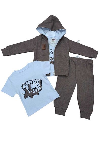 Tosyalı Burak Bebe Children's Short Sleeve T-Shirt Dino Print, Waffle Seasonal Suit