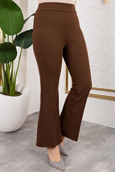 Tesettür Diyarı Kadın Likralı Krep Kumaş İspanyol Paça Pantolon