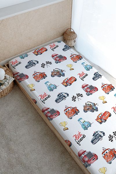 Tuğba Kuğu Cartoon Series Printed Bed Sheet - Lightning Mcqueen and His Friends