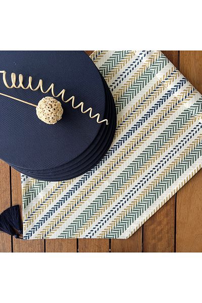 desen izmir New Season Retro Tk 6-Piece Navy Blue Plate and Runner Cover - American Service