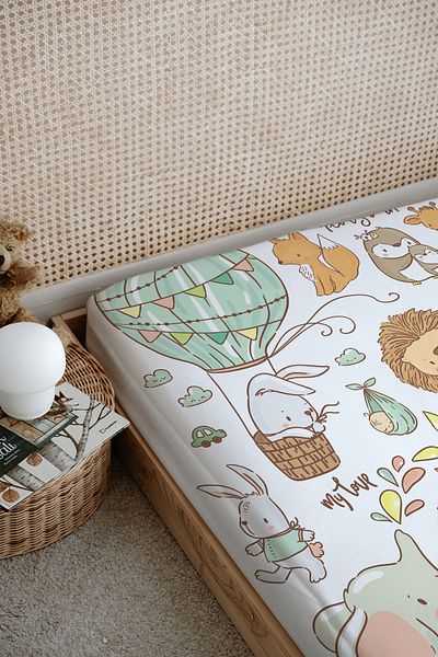 Tuğba Kuğu Iconic Series Printed Flat Sheet - Cute Zoo
