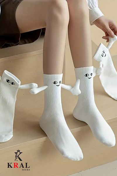 KRAL SOCKS Men's Lover Magnetic Women's Socks - Holding Hands (2 Pairs) Gift Box