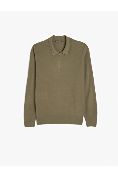 Koton Long Sleeve Polo Neck Half Zip Winter Knitwear Sweater