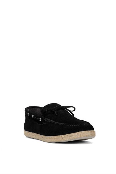 Ayakkabı Fuarı Elit ALF02 Ανδρικά παπούτσια Espadrille από γνήσιο δέρμα σουέτ μαύρο