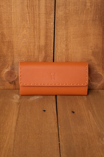 Modica Tampa - Genuine Leather Women's Wallet | 14 Card Compartments, Phone Compartments - Orange Elegance