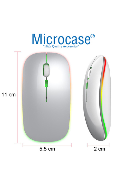 Microcase Tablet Telefonlar için RGB Işıklı Şarjlı Bluetooth Klavye + Mouse AL4884