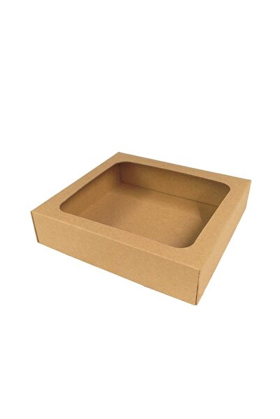 Parti Adresi Asetat Pencereli Kraft Kutu Hediye Kutusu 32X32X6 Cm