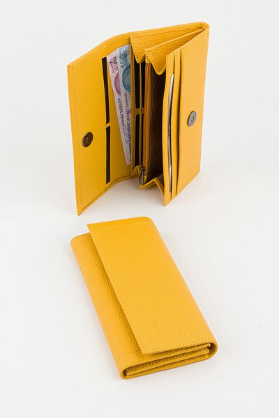 Fossil Boxed Genuine Leather Yellow Women's Hand Portfolio Long Wallet