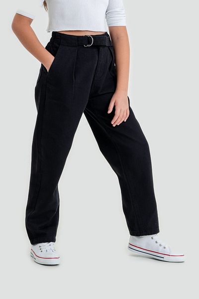 GİYİCEM TEKSTİL Linen Girl's Pants 2538 - Belt Detail