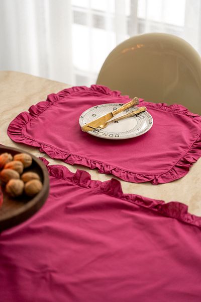Fiora Home Fuchsia Doilies 100% Cotton Poplin Fabric