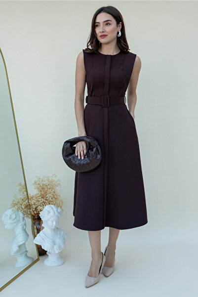 MOZENA فستان بحزام أمامي مطوي