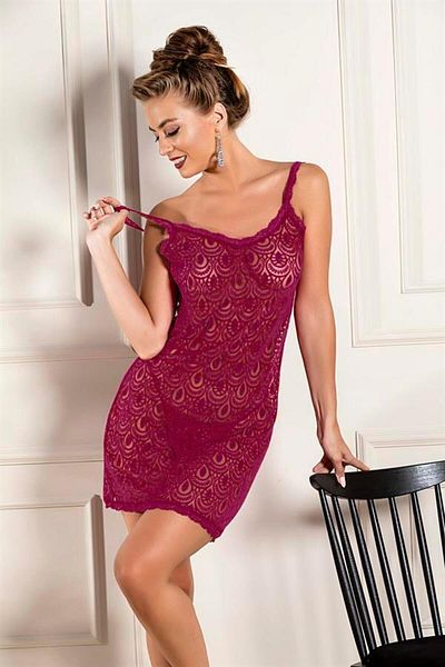 GALLİPOLİ ΣΕΤ DEVORE ΔΙΑΦΑΝΟ BABYDOLL STRING ΜΠΟΡΔΟ (31842)