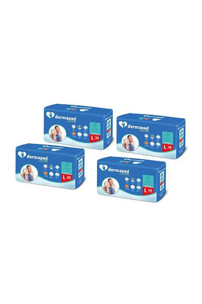 Dermaped 120 Pieces Large Adult Patient Diapers with Waistband(4X30)