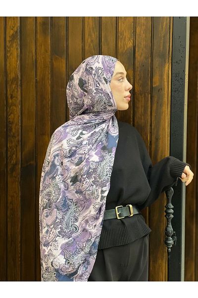 Modakaşmir Şal din bambus cu model etnic abstract