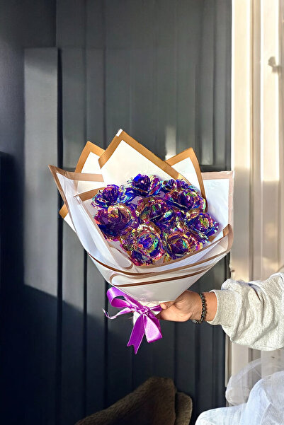 Zemtigo Büyük Boy Mor Sonsuzluk Gülü Buketi Sevgiliye Hediye Özel Notlu Solma...