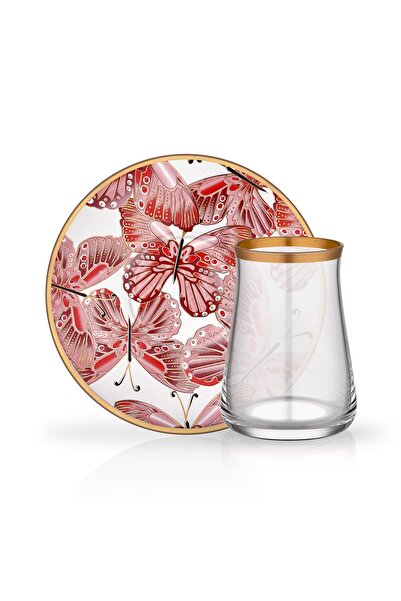 Glore Venüs Kırmızı 6 Kişilik Çay Set