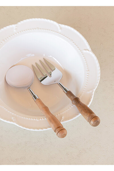 RİVO HOME DECOR Woody Salad Serving Set 2 Pieces