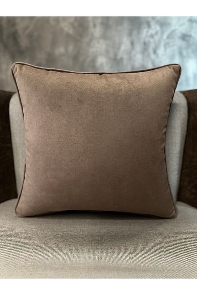 Fabricland Imported Silk Velvet Brown Color Throw Pillow Cover 43X43Cm