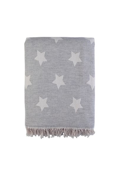 Barine Gray Wool Star Sofa Shawl - 135X170