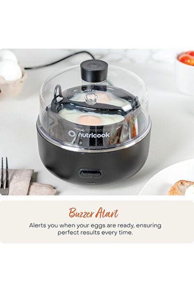 Nutricook 7pcs Electric Egg Cooker - Boiled,Poached,Scrambled Eggs, or Omellette w/ Auto Shut-Off, Black, 360W