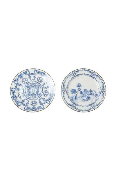 Lucky Art Florance Bone China Porcelain Blue and White Baroque Patterned 4-Piece Cake Plate 20 cm Lyhd 600