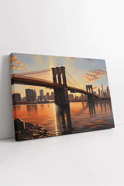 KOSS Dijital Pictură în ulei cu aspect abstract de apus de soare, punte din B...