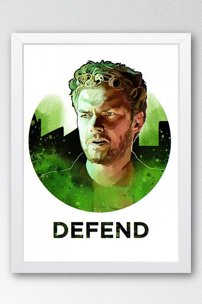 Saturn Pictură cu cadru Iron Fist - Poster de desene animate Marvel Defenders