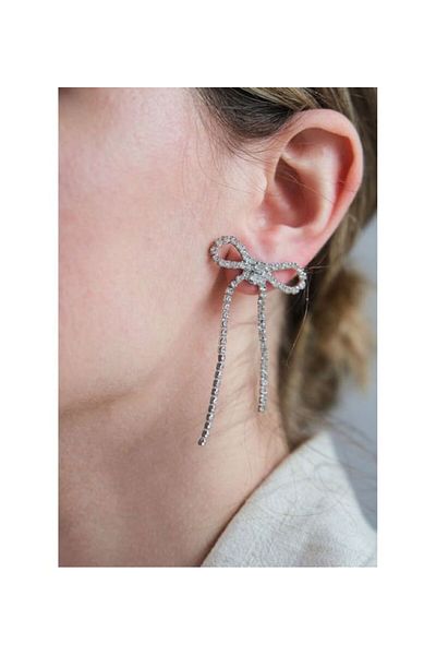 Ervalina Zircon Stone Ribbon Figured Women's Earrings