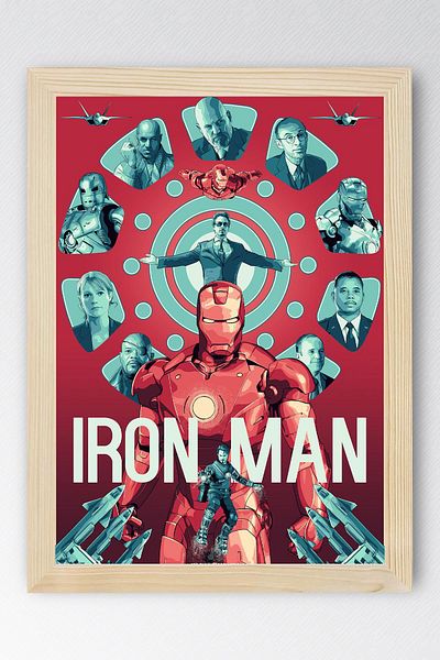 Saturn Iron Man Framed Painting - Iron Man Marvel Movie Poster Painting