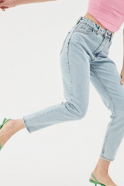 Quzu Ice Blue Mom Jean