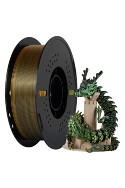 KINGROON Üç Renkli Silk PLA Filament Altın, Yeşil, Siyah Canlı Parlak Renk Ge...