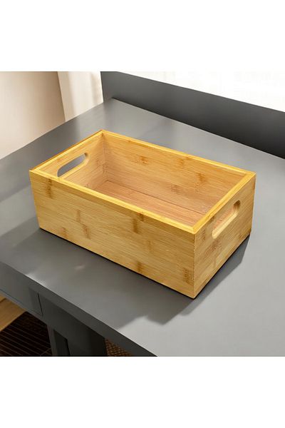 YzHome 2-Piece Bamboo Rectangular Basket Organizer - Bowl